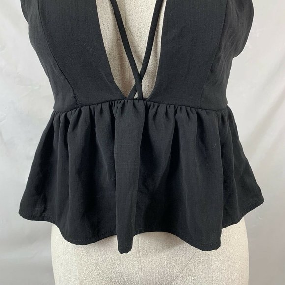 Deep V Neck Crop Top Peplum Top Size Small Silence + Noise Sleeveless - Picture 4 of 10